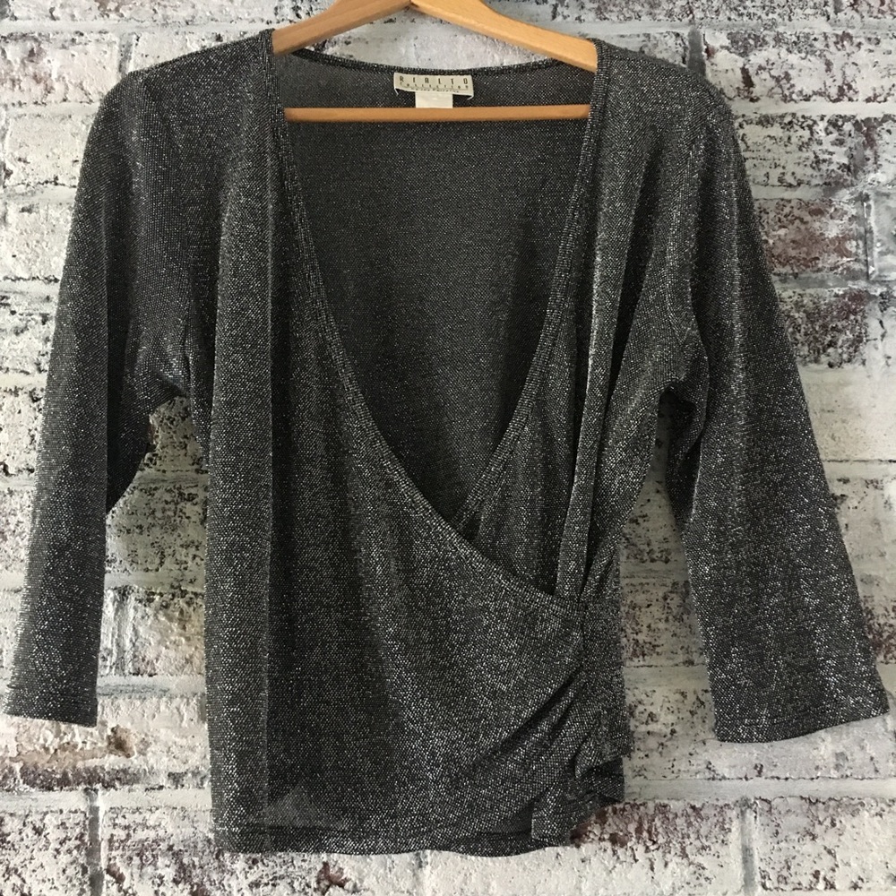 Vintage shimmery wrap sweater- Deep V